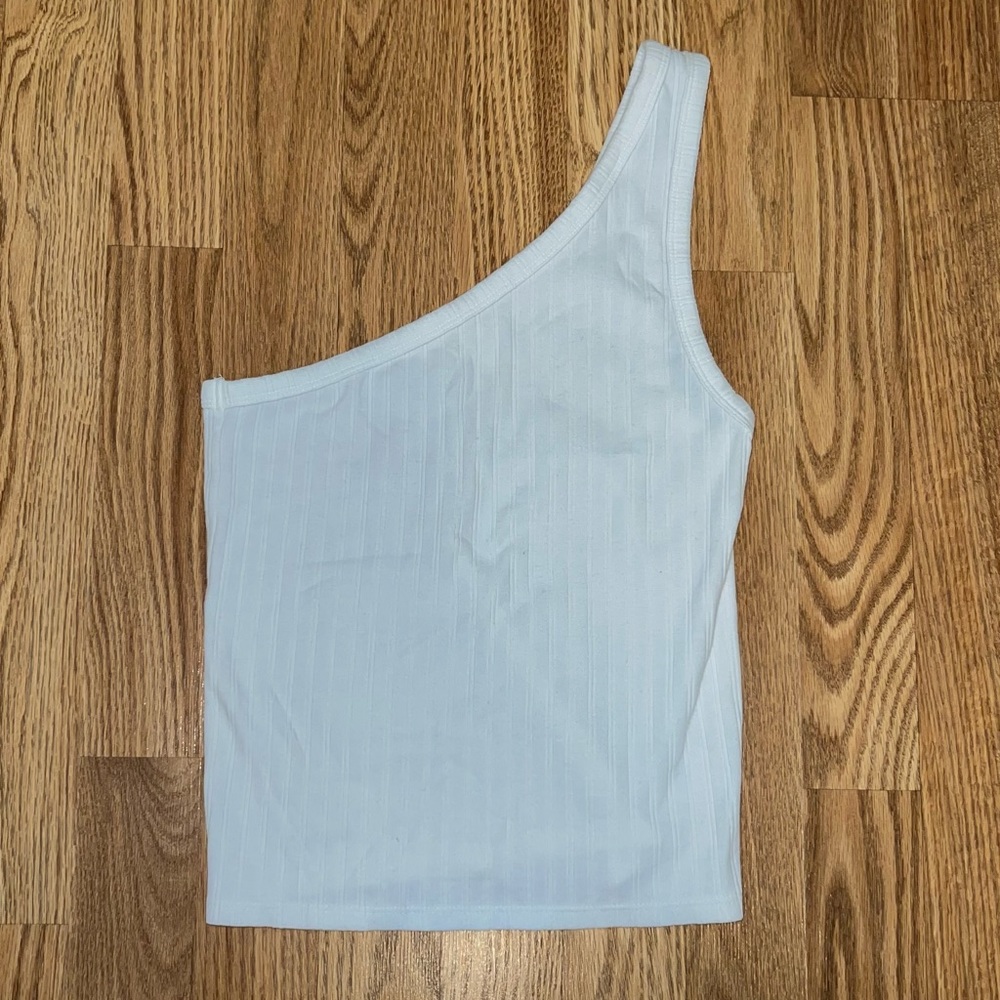 American Eagle White One Shoulder Tank Top